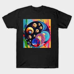 Moon phases with mushrooms abstract oil painting style T-Shirt